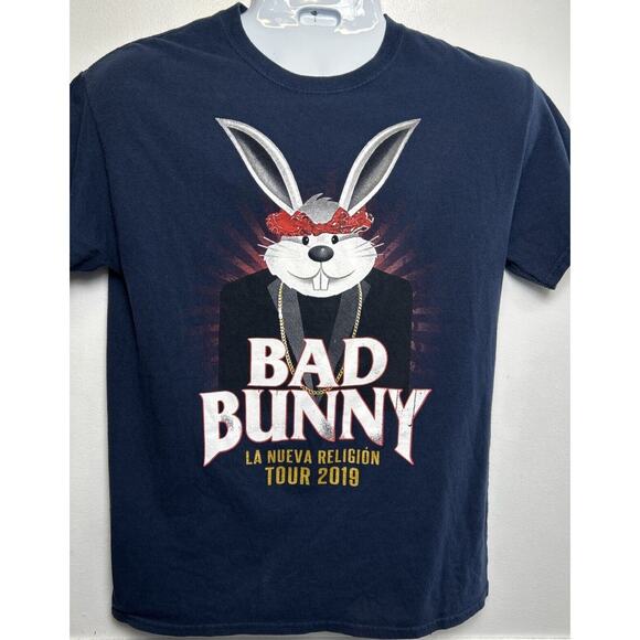 Gildan Other - BAD BUNNY RAP TEE LA NUEVA RELIGION TOUR 2019 SHIRT SIZE MEDIUM T-SHIRT